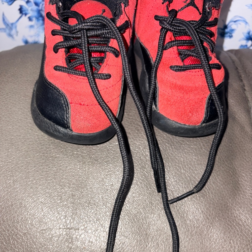 Jordan 12s Kids Sneakers in Red and Black